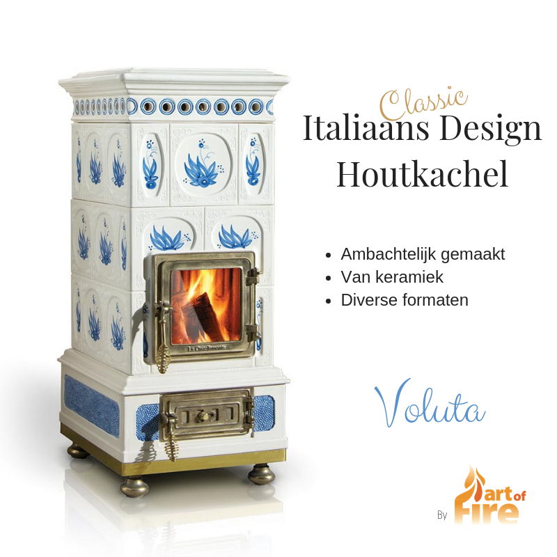 Keramieke houtkachel italiaans design