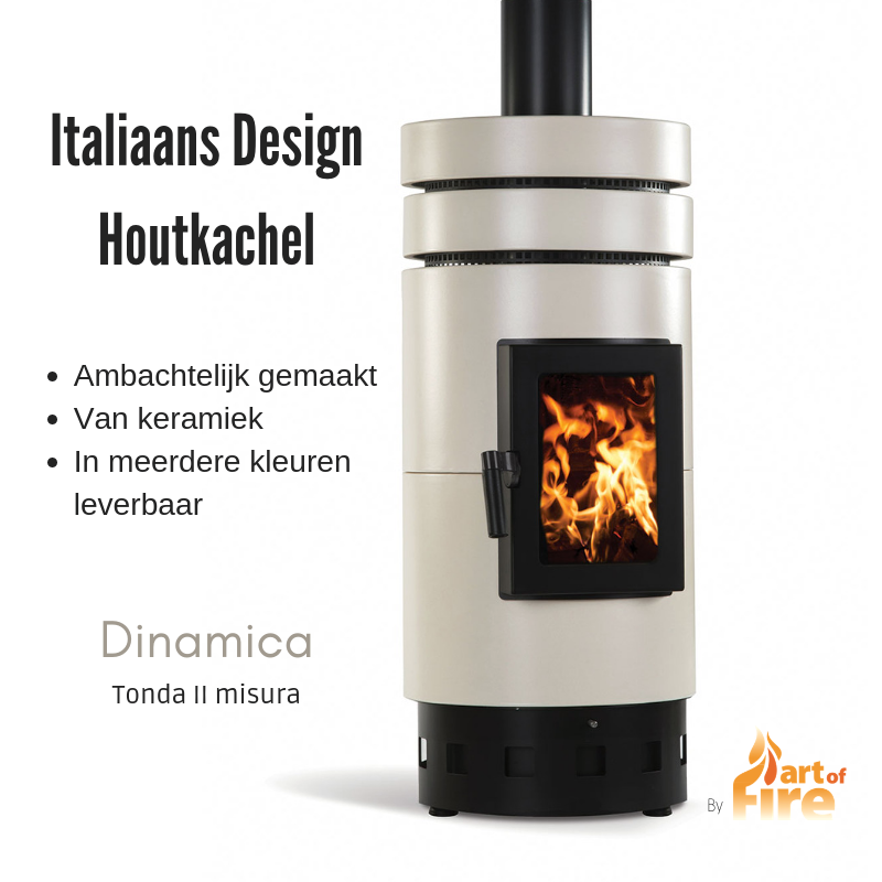 Italiaanse design houtkachel keramiek rond